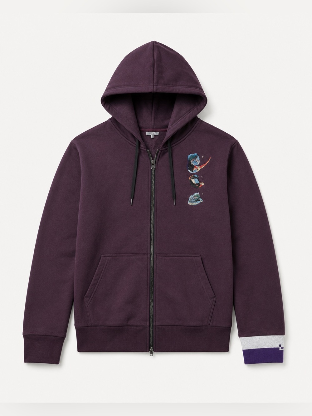 Lanvin XL Plum Hoodie Bird Embroidery Rare Designer Contrast Cuff Collector